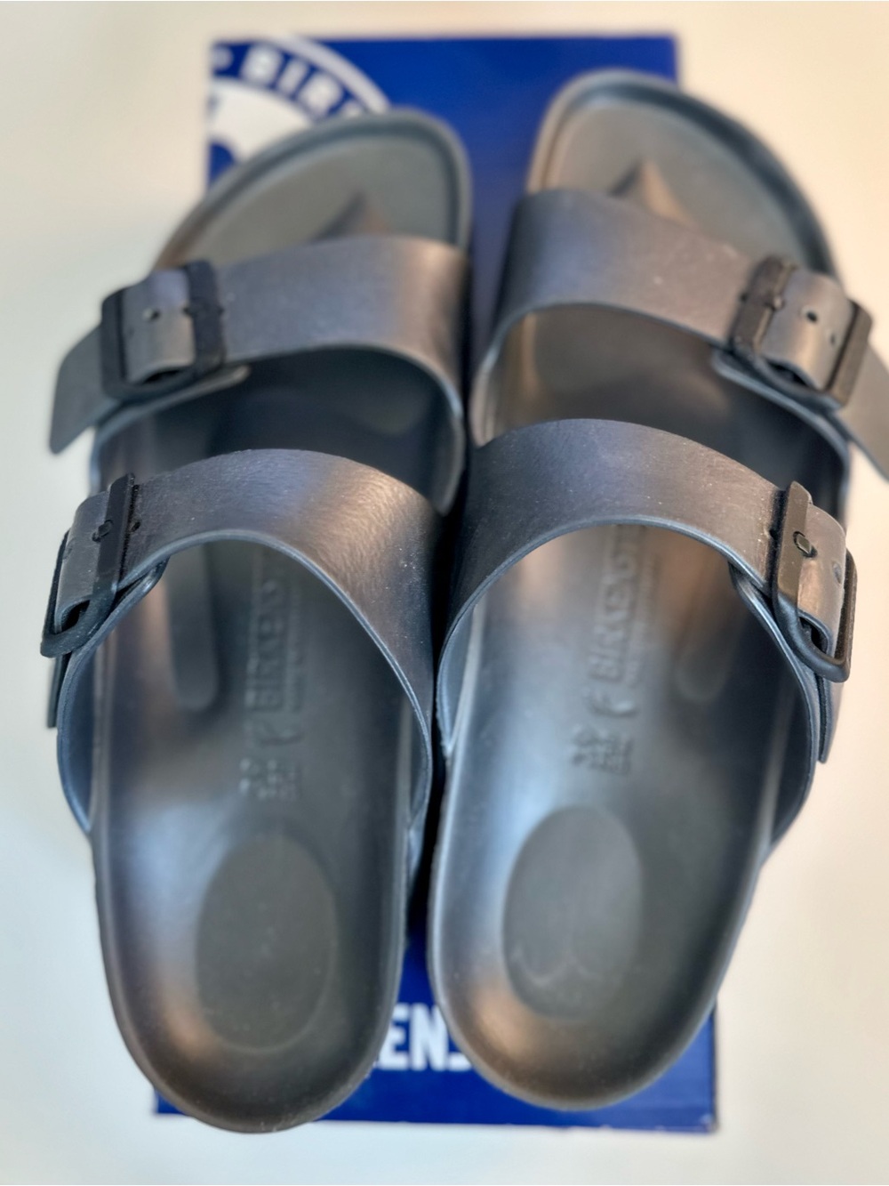Birkenstock Two-Strap Sandals in Dark Gray